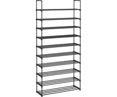Songmics 10-aukštų metalinis batų stovas iki 50 porų batų – batų organizatorius svetainei, prieškambariui ir drabužinei – 92 x 30 x 194 cm, juodas Lsa10bk