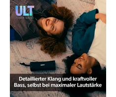 Kompiuterio kolonėlės Sony Ult Field 1 belaidis nešiojamas bluetooth garsiakalbis su Ult Power Sound, galingais žemaisiais dažniais, Ip67, atsparus vandeniui, dulkėms, smūgiams, 12 val. baterija, aiški kalbos kokybė, lauko, juodas