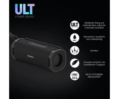 Kompiuterio kolonėlės Sony Ult Field 1 belaidis nešiojamas bluetooth garsiakalbis su Ult Power Sound, galingais žemaisiais dažniais, Ip67, atsparus vandeniui, dulkėms, smūgiams, 12 val. baterija, aiški kalbos kokybė, lauko, juodas