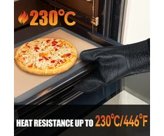 Sopito silikoninės orkaitės pirštinės, 6 vnt. rinkinys, puodų laikiklių pirštinės, 230 °c, atsparios karščiui, ypač ilgos, neslystančios, skirtos maisto gaminimui, kepimui, orkaitei, mikrobangų krosnelei, juodos