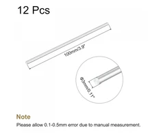 Sourcing map 12 vienetų aliuminio apvalus strypas 3mm skersmens 100mm ilgio, skirtas "pasidaryk pats"