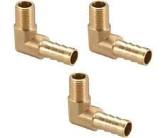 Sourcing map 3pcs žalvarinis barb vamzdis 90 laipsnių alkūnė 8mm barb į 1/8pt vamzdžio adapterio kištuką