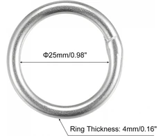 Sourcing map apvalūs žiedai suvirinti o-žiedai 316 nerūdijantis plienas 25 mm (0,98 colio) id 4 mm storio, 10 vnt.