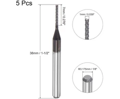 Sourcing map freza cnc kairinis deimantinės plėvelės dengtas volframo karbido graviravimo pjoviklis, atsarginės dalys, 5 vnt., 1 mm x 7 mm