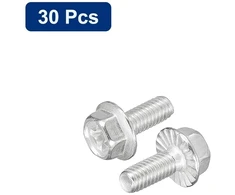 Sourcing map Phillips šešiabriaunių flanšinių varžtų rinkinys M4 x 10 mm, 30 vnt., nerūdijančio plieno 304, šešiabriaunė galvutė