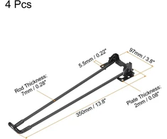 Sourcing map Sulankstomos stalo kojos, 4 vnt., 35 cm (13,8 colio) metalinės sulankstomos stalo kojos baldų "pasidaryk pats" projektams, juodos