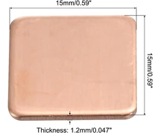 Sourcing map varinis šilumos laidumo padėklas 15mm x 15mm x 1.2mm, skirtas elektroninių lustų aušinimui, 6 vnt.