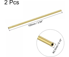 Sourcing map žalvarinis apvalus vamzdis 2.5 mm išorinis skersmuo 0.5 mm sienelės storis 100 mm ilgio vamzdžio žarna, 2 vnt.