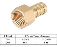 Sourcing map žalvarinis spygliuotas vamzdžio kištuko adapteris 10 mm spygliuotas x 1/4 colio g lizdo vamzdis, 2 vnt.