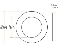 Sourcingmap® 18mm išorinis skersmuo o-žiedo žarnos tarpinė plokščia guminė poveržlė maišytuvo įvorei, 10 vnt.