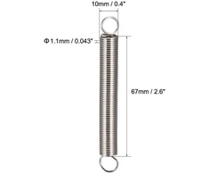 Sourcingmap 67mmx10mmx1.1mm metalinė dvigubo kablio įtempimo spyruoklė sidabro spalvos 2vnt