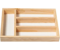 Space Home - medinis įrankių stalčius - įrankių įdėklai - 4 skyriai - medinis organizatorius - įrankių dėklas stalčiams - virtuvės organizatorius - 32 x 22 x 3.5 cm