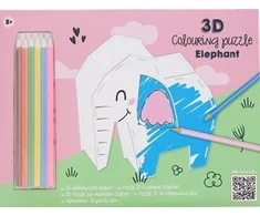 Spalvinimo dėlionė 3d dramblys + 6 kreidelės
