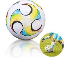 Spalvotas futbolo kamuolys, 5 dydis, nepraleidžiantis oro, profesionalus odinis futbolo kamuolys vaikams, oficialus treniruočių futbolo kamuolys, vandeniui atsparus kamuolys varžyboms vaikams, paaugliams, suaugusiems, vidaus, lauko