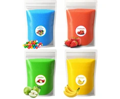 Spalvotas ir kvapnus cukrus 4x 1kg Doypack Cukraus vatai, rinkinys