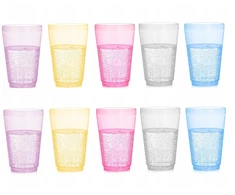 Spalvoti plastikiniai puodeliai vaikams piknikui 10 vnt 300ml transparent