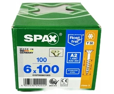 Spax Nerūdijančio plieno medvaržčiai 6x100 mm, A2 plienas, 100 vnt.