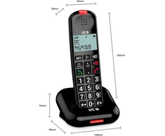 Spc Comfort Kairo - belaidis telefonas senjorams su dideliais mygtukais, sustiprintu garsu, suderinamas su klausos aparatais, skambučių blokavimas, šviesos signalas ir 2 tiesioginės atmintys - juodas