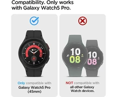 Spigen Rugged Armor Pro dirželis su dėklu, suderinamas su Galaxy Watch 5 Pro 45 mm (2022) - juodas