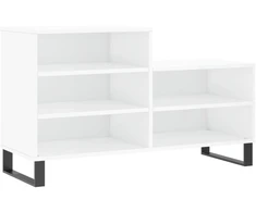 Spintelė batams, balta, 102x36x60cm, apdirbta mediena, blizgi