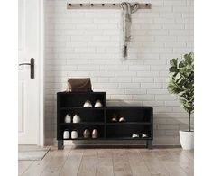 Spintelė batams, juodos spalvos, 102x36x60cm, apdirbta mediena