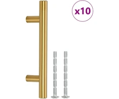 Spintelės rankenėlės, 10vnt., auksinės, atstumas tarp skylių 64 mm bendras ilgis 100 mm, nerūdijantis plienas
