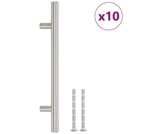 Spintelės rankenėlės, 10vnt., sidabrinės, atstumas tarp skylių 160 mm bendras ilgis 224 mm, nerūdijantis plienas