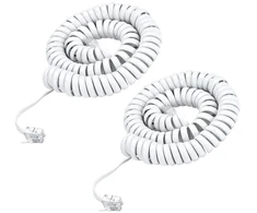 Spiralinis telefono laidas Rj9 (4p4c), 1.2m, baltas