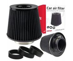 Sportinis kūginis oro filtras juodas 76mm 3 adapteriai Amio 02546