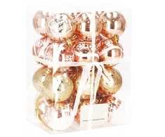 Springos Kalėdiniai žaisliukai 6cm nedūžtantys 24vnt. auksinis rose