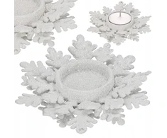Springos Kalėdinis žvakidė tealight žvakėms, sidabrinis blizgučiai, glamour stilius, 12 cm
