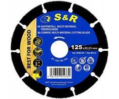 S&amp;R Deimantinis pjovimo diskas 125 mm medienai, vinims, Pvc, gipso kartono plokštėms