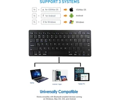 Srayg belaidė bluetooth mini klaviatūra Azerty prancūzų kalba, lengva, tyli, kompaktiška, itin plona, nešiojama, skirta Mac, Ipad, planšetiniam kompiuteriui, telefonui, Ios, Android, Chrome, Windows, juoda