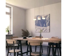 Ssc-luxon vora pakabinamas šviestuvas 3-bulb baltas su šviesos kraštu - pakabinamas šviestuvas valgomojo stalui su tekstiliniais kabeliais, reguliuojamo ilgio, skirtas 3x gx53