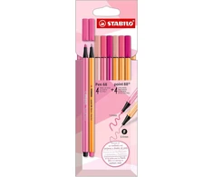 Stabilo Pen 68 &amp; Point 88 rašikliai, 8 vnt., rožinės spalvos