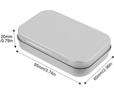 Stačiakampė metalinė dėžutė, sidabrinė metalinė dėžutė, mini dėžutė, metalinės dėžutės su dangteliu, nešiojamos metalinės dėžutės, mini dėžutė prieskoniams, karoliukams, monetoms, papuošalams, namams, saldainiams