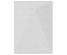 Stačiakampis dušo padėklas 120x80 akmens rašto 2,6 cm baltas su sifonu