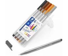 Staedtler 334 Triplus Fineliner Superfine plonas rašiklis 0.3 mm (6 vnt.) (sepijos pilka)