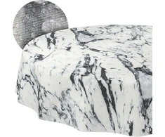 Staltiesės audinys, plaunama staltiesė, lengvai prižiūrima staltiesė su lotoso efektu, atspari purvui ir vandeniui, skirta naudoti viduje ir lauke, apvali 140 cm, cutting edge marble juodas