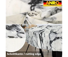 Staltiesės audinys, plaunama staltiesė, lengvai prižiūrima staltiesė su lotoso efektu, atspari purvui ir vandeniui, skirta naudoti viduje ir lauke, apvali 140 cm, cutting edge marble juodas