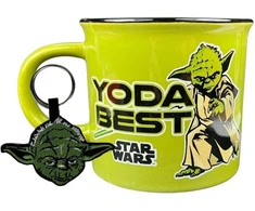 Star Wars Yoda dovanų rinkinys su puodeliu ir raktų pakabuku (yoda Best Design) 325 ml keramikinis puodelis - oficialiai licencijuotas produktas