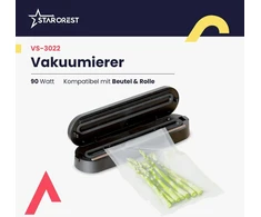 Starcrest maisto vakuuminis sandariklis, vakuuminis sandariklis maisto pakavimui, vakuuminis aparatas kaip suvirinimo įrenginys maistui, su 10 vakuuminių maišelių, juodas