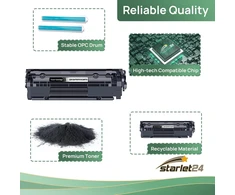 Starlet24 2 x 12a Q2612a suderinamas toneris su hp q2612a 12a, skirtas hp laserjet 1010 1012 1015 1018 1020 1022 1022n 1022nw 3015 3020 3030 3050 3052 3055 m1005 m1319 m1319f, juodas