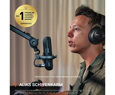 Steelseries Alias/alias Pro mikrofono pasukama rankena - skirta žaidimams, transliacijoms ir podcast'ams - 360 laipsnių pasukimas - stalo spaustukas - sulankstomas žirklių dizainas - kabelių valdymas - 3/8" ir 5/8" adapteriai