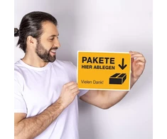 Stempel-fabrik Siuntų Pristatymo Ženklas – Siuntų Saugojimo Vieta – Ženklinimas Siuntų Pristatymui – Siuntų Padėjimo Ženklinimas – Įspėjamasis Ženklas Siuntoms – (signalo Geltonumo) – (300 x 200 x 4)