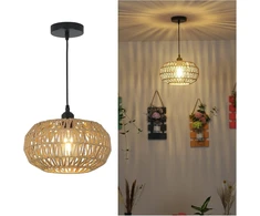 Stepeak boho stiliaus pakabinamas šviestuvas su rotango gaubtu, natūralaus rotango pakabinamas šviestuvas valgomojo stalui, kaimiškas pakabinamas šviestuvas miegamajam, bambukinis pakabinamas lubinis šviestuvas svetainei, valgomajam, prieškambariui