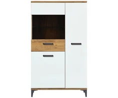 Stiklinė vitrina ąžuolas balta blizgi Komoda Snobi Sb6 craft ąžuolas aukso spalvos