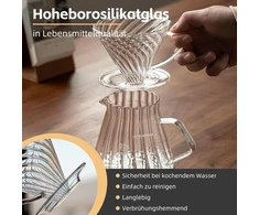 Stiklinis kavos puodas 600 ml su filtru