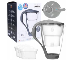 Stiklinis vandens filtravimo ąsotis Dafi Crystal 2l pilkas + 3x Dafi Unimax filtrai