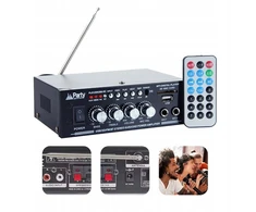 Muzikinis centras Stiprintuvas karaoke Usb Sd bluetooth Fm radijas 2x mikrofono įėjimai nuotolinio valdymo pultas